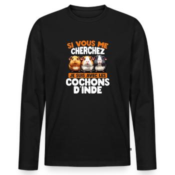 Wenn Du Mich Suchst, Bin Ich Bei Den - Männer Premium Bio Langarmshirt - Schwarz - Vorne - Nico (187cm)