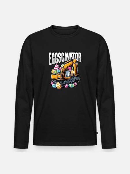Eggscavator Lustiger Osterbagger Bagger - Männer Premium Bio Langarmshirt - Schwarz