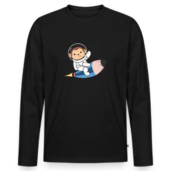 Cute Space Monkey Astronauts Universe - Men's Premium Organic Long Sleeve Shirt - black - Front - Nico (187cm)