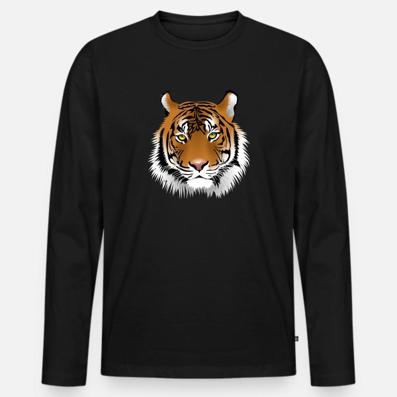 Tigergesicht - Männer Premium Bio Langarmshirt - Schwarz