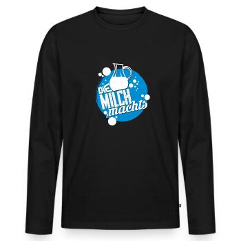 Die Milch machts, nostalgisches Werbeschild - Männer Premium Bio Langarmshirt - Schwarz - Vorne - Nico (187cm)