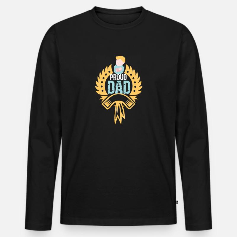 Stolzer Papa - Männer Premium Bio Langarmshirt - Schwarz