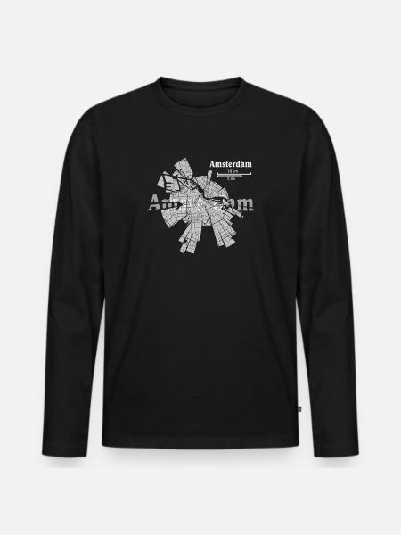 Amsterdam plan - T-shirt manches longues Premium bio Homme - noir
