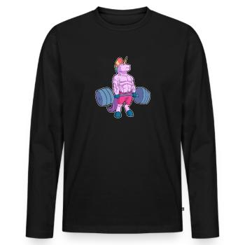 Deadlift Unicorn Fitness Cadeau de Licorne - T-shirt manches longues Premium bio Homme - noir - Devant - Nico (187cm)