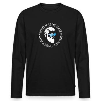 Barbe comme ça - barbe, barbe, bûcheron - T-shirt manches longues Premium bio Homme - noir - Devant - Nico (187cm)