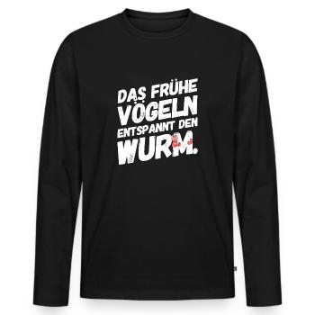 Lustige Witzige Sex Sprüche Wurm - Männer Premium Bio Langarmshirt - Schwarz - Vorne - Nico (187cm)