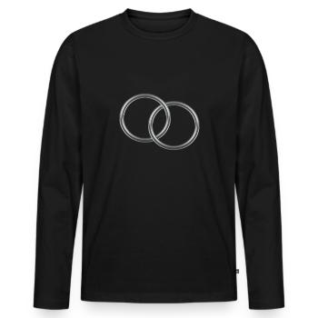 Ringe Silber - Männer Premium Bio Langarmshirt - Schwarz - Vorne - Nico (187cm)