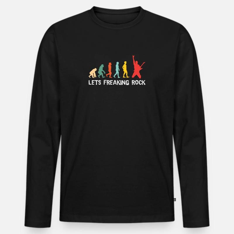 Freaking Rock Evolution - Guitar, Rock n Roll - Men's Premium Organic Long Sleeve Shirt - black