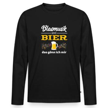 Blasmusik und Bier - Oldies, Schlager - Männer Premium Bio Langarmshirt - Schwarz - Vorne - Nico (187cm)