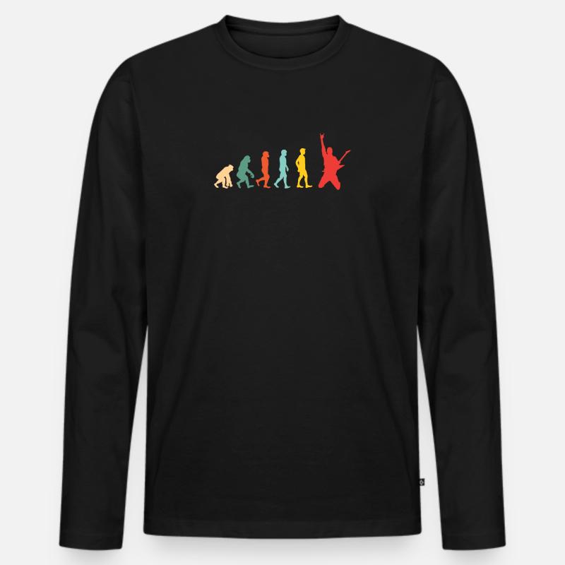 Rock Evolution - Gitarre, Rock n Roll - Männer Premium Bio Langarmshirt - Schwarz