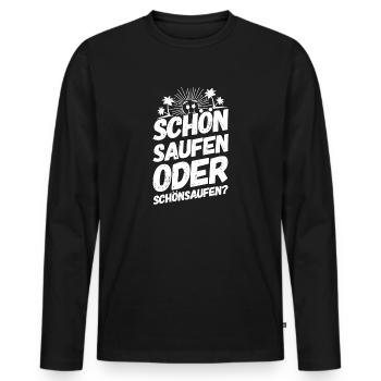 Mallorca Trinkteam Trinkspruch Schön Saufen - Männer Premium Bio Langarmshirt - Schwarz - Vorne - Nico (187cm)