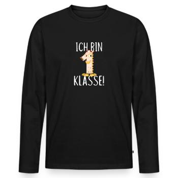 Je suis en première année - scolarisation, première année - T-shirt manches longues Premium bio Homme - noir - Devant - Nico (187cm)