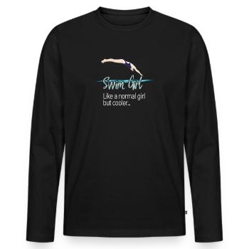 Schwimmen Frauen - Swim Girl - Männer Premium Bio Langarmshirt - Schwarz - Vorne - Nico (187cm)