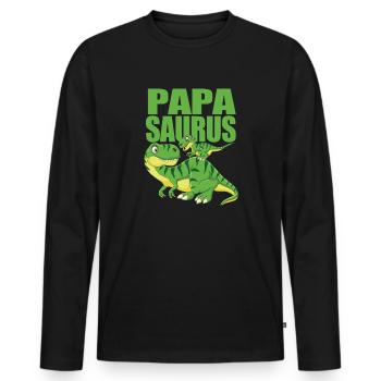 Papa Dinosaure - Papasaurus - T-shirt manches longues Premium bio Homme - noir - Devant - Nico (187cm)
