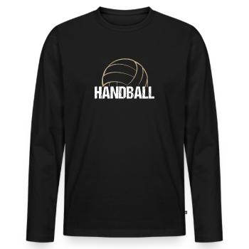 Handball - Beachball Volleyball Geschenk - Männer Premium Bio Langarmshirt - Schwarz - Vorne - Nico (187cm)