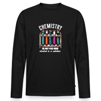 Chemistry alcohol - teacher school professor chemistry - Men's Premium Organic Long Sleeve Shirt - black - Front - Nico (187cm)