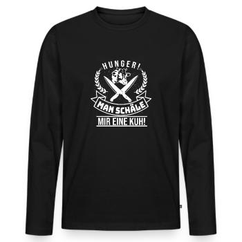Kuh Grillen Hunger Fleischfresser Fleisch Geschenk - Männer Premium Bio Langarmshirt - Schwarz - Vorne - Nico (187cm)