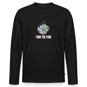 Trouver le poisson - changement climatique, protection de l'environnement - T-shirt manches longues Premium bio Homme - noir - Devant - Nico (187cm)