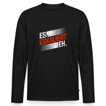 ES ESKALIERT EH - Männer Premium Bio Langarmshirt - Schwarz - Vorne - Nico (187cm)