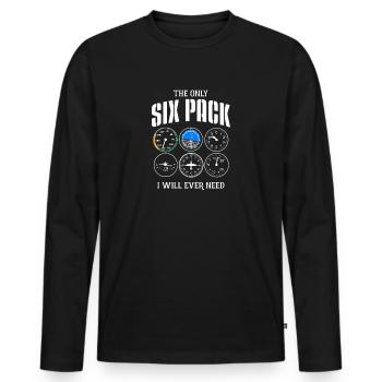 Pack de six pilotes - vol, avion, cours de pilotage - T-shirt manches longues Premium bio Homme - noir - Devant - Nico (187cm)