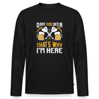 Dart & Beer C'est pourquoi je suis ici - T-shirt manches longues Premium bio Homme - noir - Devant - Nico (187cm)