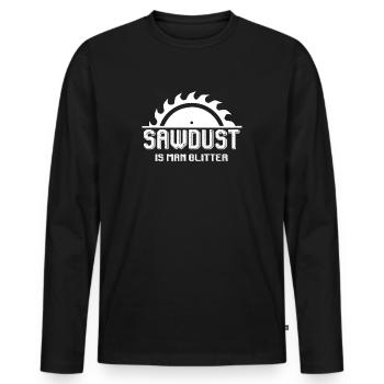 La sciure de bois scintille - le rabotage de charpentier - T-shirt manches longues Premium bio Homme - noir - Devant - Nico (187cm)