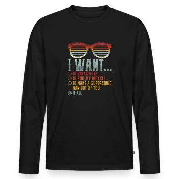 I Want To Break Free Sunglasses Funny Choice Motiv - T-shirt manches longues Premium bio Homme - noir - Devant - Nico (187cm)