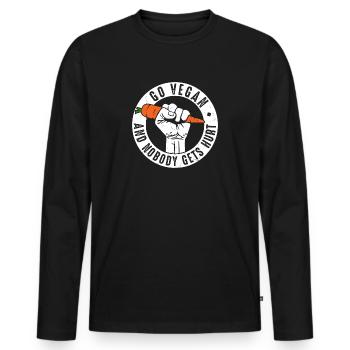 Go Vegan and nobody gets hurt - Veganer-Tierrecht - Männer Premium Bio Langarmshirt - Schwarz - Vorne - Nico (187cm)