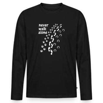 Never walk alone foot dog horse - Men's Premium Organic Long Sleeve Shirt - black - Front - Nico (187cm)