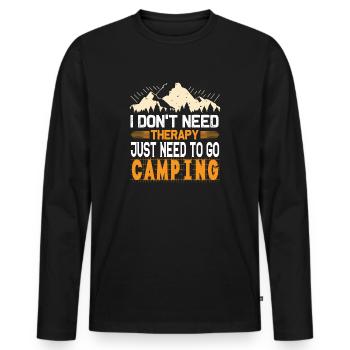 Camping is my therapy - camper, tent - Men's Premium Organic Long Sleeve Shirt - black - Front - Nico (187cm)