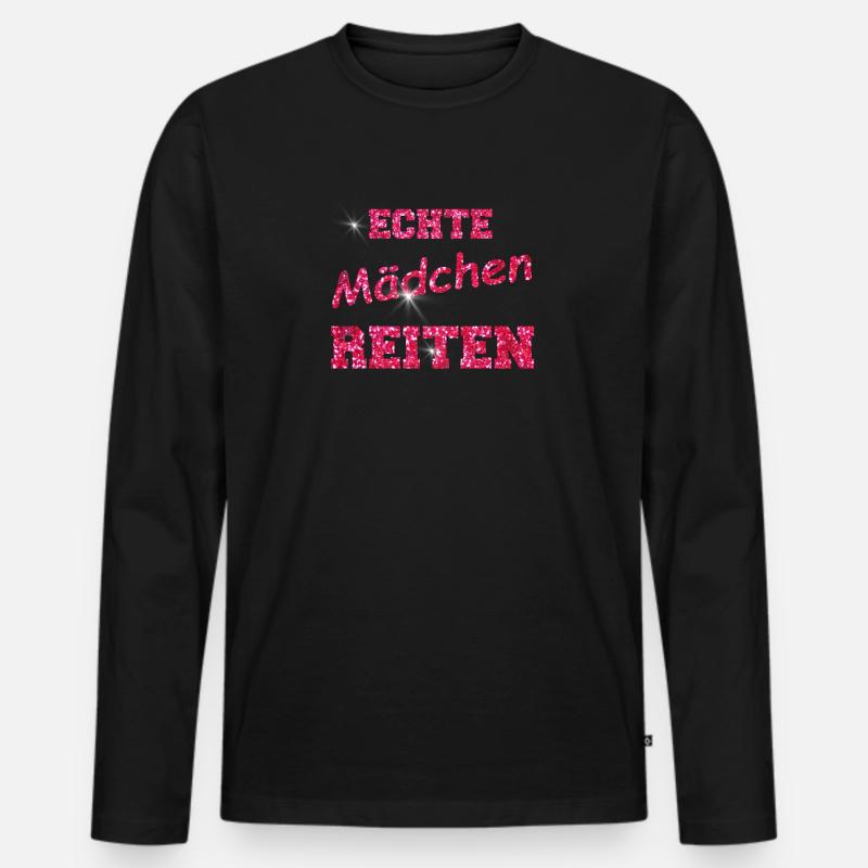 ECHTE MAeDCHEN reiten GLITZER - Männer Premium Bio Langarmshirt - Schwarz