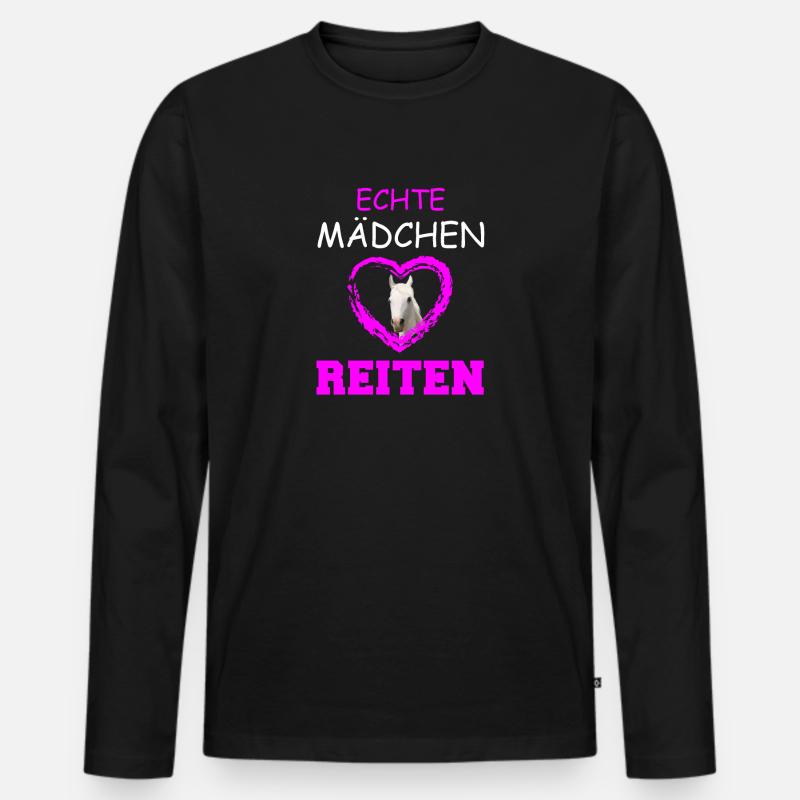 ECHTE MAeDCHEN REITEN - Männer Premium Bio Langarmshirt - Schwarz