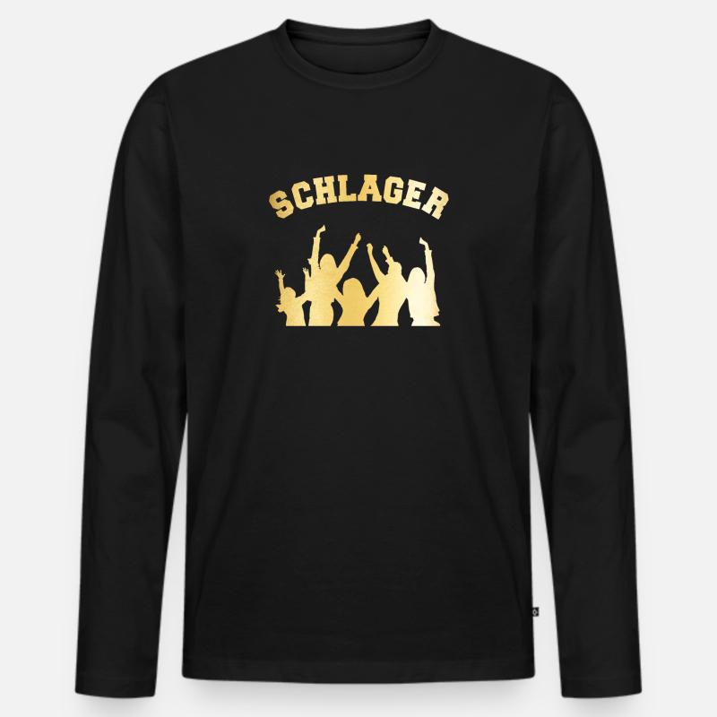 SCHLAGER - Männer Premium Bio Langarmshirt - Schwarz