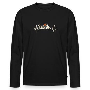 Mountain bike heartbeat uphill downhill MTB mountains - Men's Premium Organic Long Sleeve Shirt - black - Front - Nico (187cm)