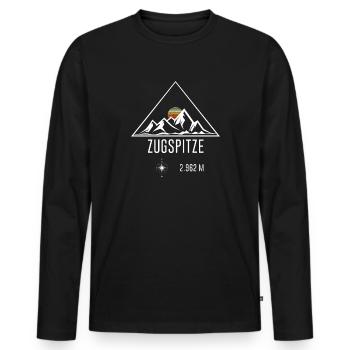 ZUGSPITZE BERG WANDERN BERGSTEIGEN - Männer Premium Bio Langarmshirt - Schwarz - Vorne - Nico (187cm)