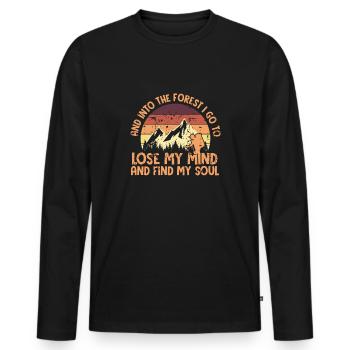 Dans la forêt, perds mon esprit, trouve mon âme - T-shirt manches longues Premium bio Homme - noir - Devant - Nico (187cm)