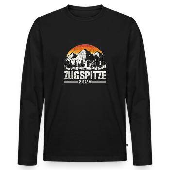 ZUGSPITZE BERG WANDERN BERGSTEIGEN - Männer Premium Bio Langarmshirt - Schwarz - Vorne - Nico (187cm)