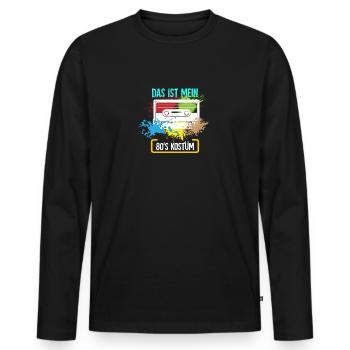 80s Kostüm - 80er Jahre, Verkleidung - Männer Premium Bio Langarmshirt - Schwarz - Vorne - Nico (187cm)