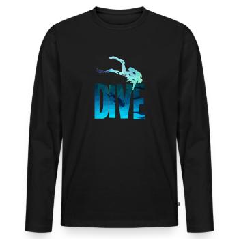 Dive - diving, divers, snorkeling - Men's Premium Organic Long Sleeve Shirt - black - Front - Nico (187cm)
