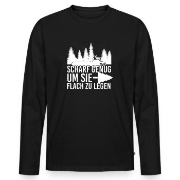 Holz - Männer Premium Bio Langarmshirt - Schwarz - Vorne - Nico (187cm)