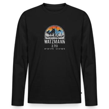Watzmann 2713 Massif de Watzmann Bavière Berchtesgaden - T-shirt manches longues Premium bio Homme - noir - Devant - Nico (187cm)