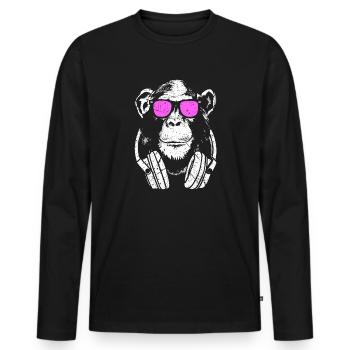 Affe DJ - Männer Premium Bio Langarmshirt - Schwarz - Vorne - Nico (187cm)