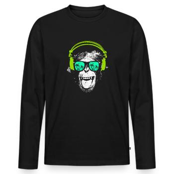 Monkey DJ - T-shirt manches longues Premium bio Homme - noir - Devant - Nico (187cm)