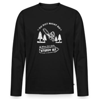 Du Bist Nicht Du Wenn Die Kette Stumpf Ist! - Männer Premium Bio Langarmshirt - Schwarz - Vorne - Nico (187cm)