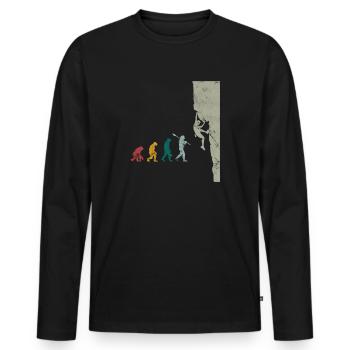 Bouldern Evolution Vintage Bergsteigen Klettern - Männer Premium Bio Langarmshirt - Schwarz - Vorne - Nico (187cm)