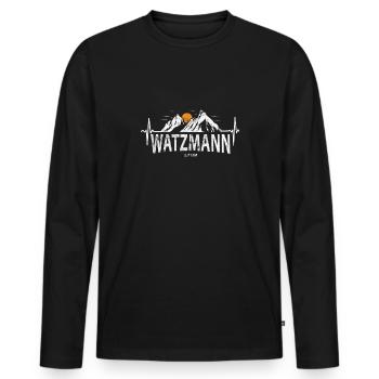 Watzmann 2713 Watzmannmassiv Bayern Herzschlag - Männer Premium Bio Langarmshirt - Schwarz - Vorne - Nico (187cm)
