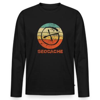 Geocaching Geocacher Geocache GPS Gift Vintage - Men's Premium Organic Long Sleeve Shirt - black - Front - Nico (187cm)