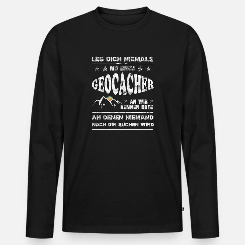 Geocaching Geschenk Geocacher Spruch Vintage - Männer Premium Bio Langarmshirt - Schwarz