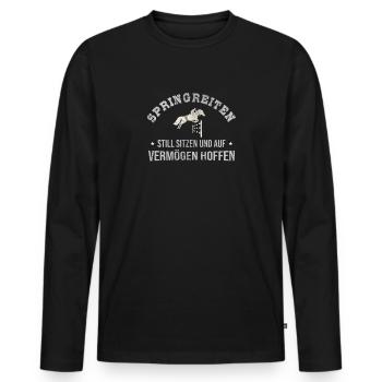 Springreiten - Männer Premium Bio Langarmshirt - Schwarz - Vorne - Nico (187cm)
