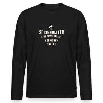 Springreiter - Männer Premium Bio Langarmshirt - Schwarz - Vorne - Nico (187cm)